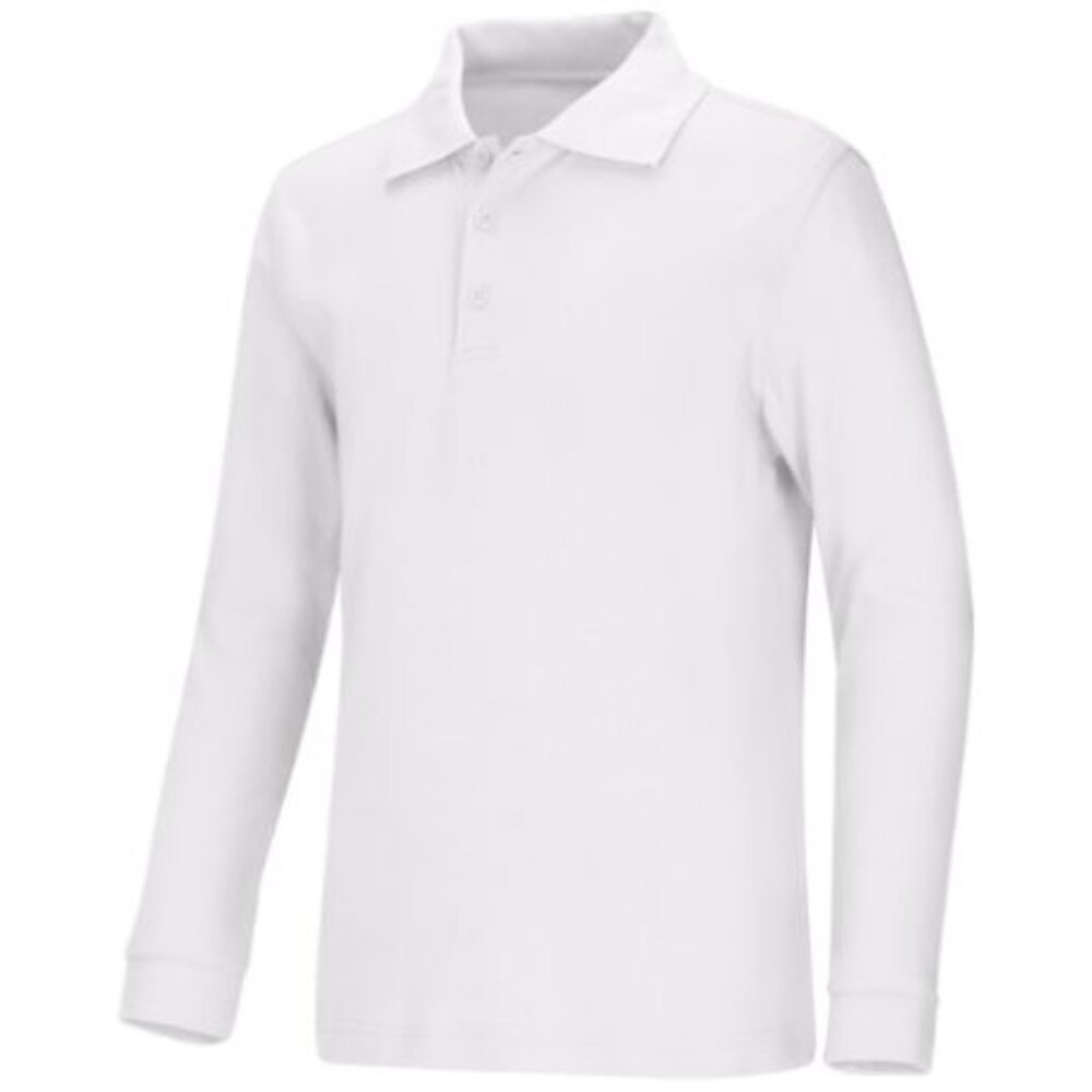 Classroom 58734 Adult Unisex Long Sleeve Interlock Polo White
